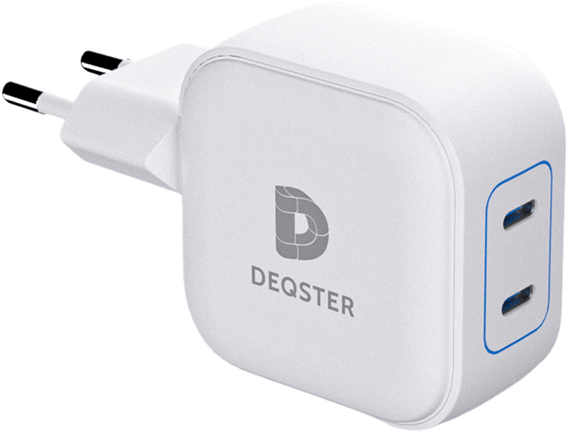 DEQSTER 45W Dual USB-C Charger – Ladegerät mit zwei USB-C-Ports, Weiß