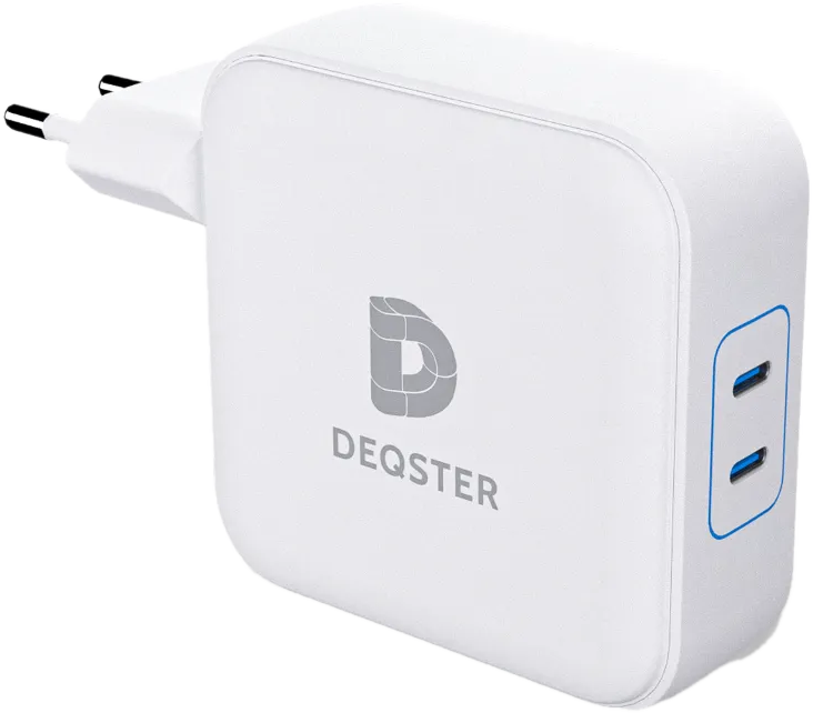 DEQSTER 65W Dual USB-C Charger – Ladegerät mit zwei USB-C-Ports, Weiß