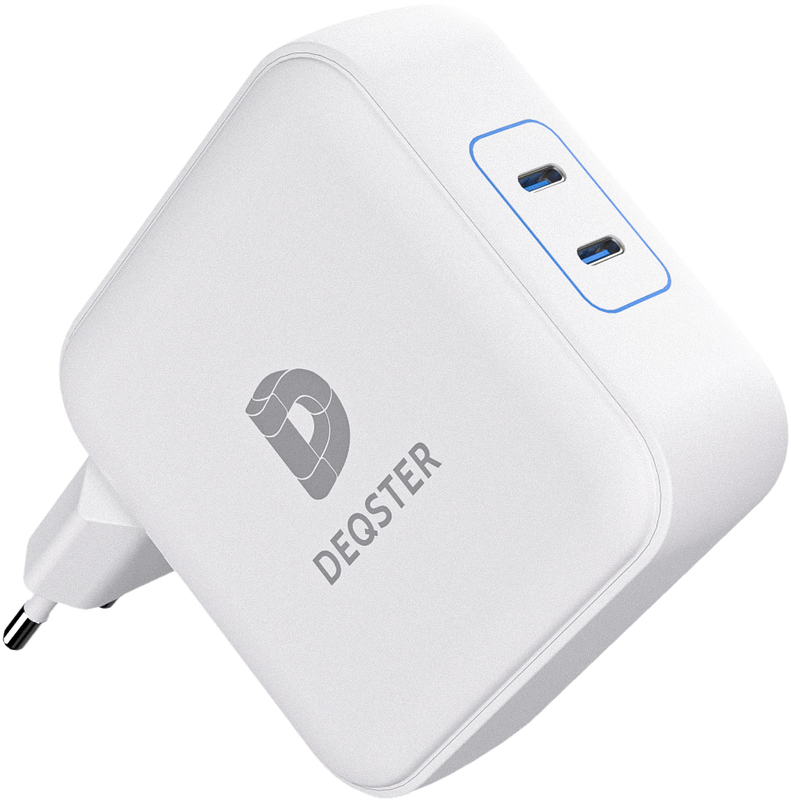 DEQSTER 140W Dual USB-C Charger – Ladegerät mit zwei USB-C-Ports, Weiß