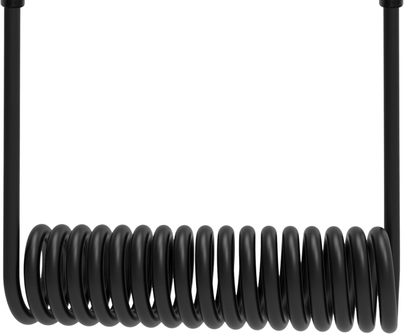 DEQSTER Spiral-Ladekabel USB-C auf USB-C – 38 cm im Fach. 80 cm am Tisch.