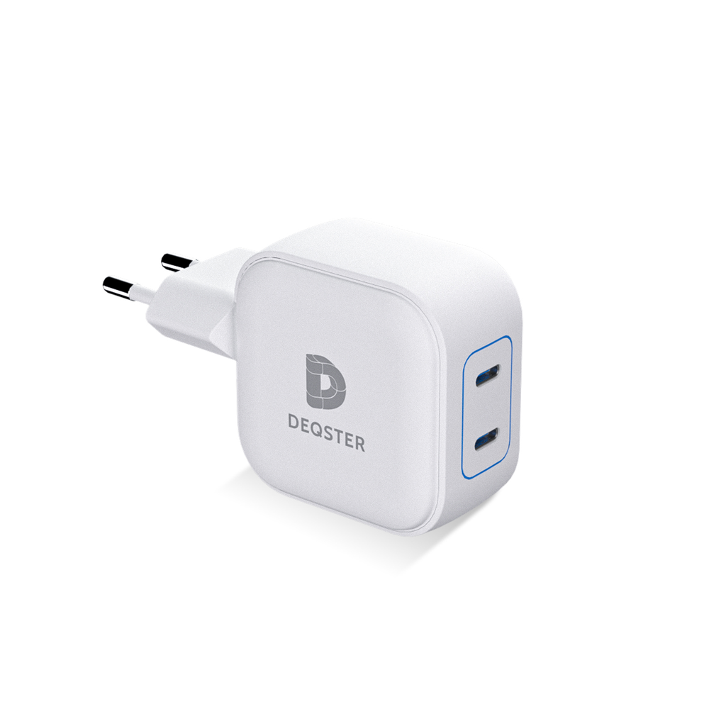 [60-3263] 45W Dual USB-C Charger, 2x USB-C, White (EU-Plug (Type-C))