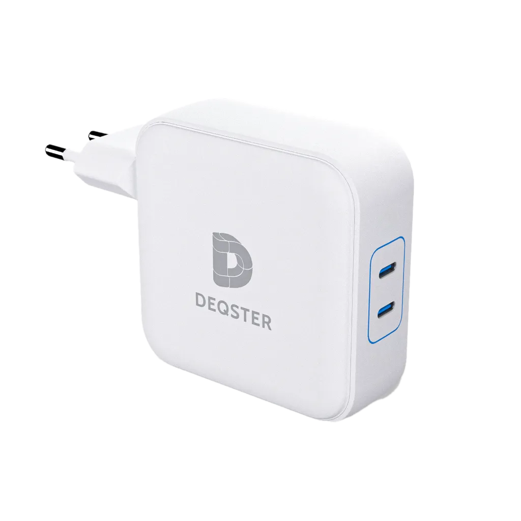 65W Dual USB-C Charger, 2x USB-C, White